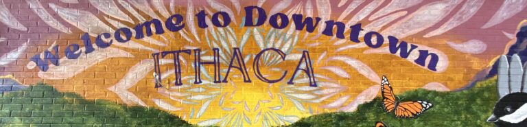 "Welcome to Downtown Ithaca" mural detail
